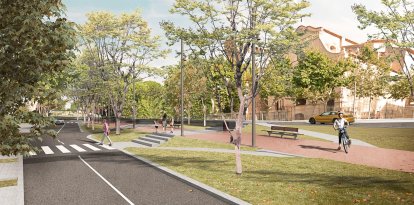 Una recreación del aspecto que tendrá el último tramo de la avenida Baix Camp después de la remodelación.