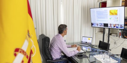 El presidente del Gobierno, Pedro Sánchez, preside por videoconferencia la reunión del Comité Estatal de Coordinación y Dirección del Plan Estatal de Emergencias (CECOD)