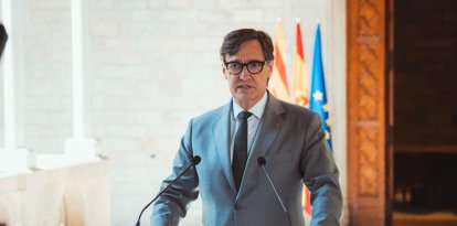 El president de la Generalitat, Salvador Illa, durant una compareixença.