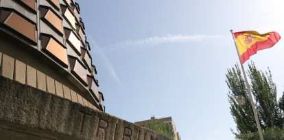 L'entrada del Tribunal Constitucional, aquest dilluns.
