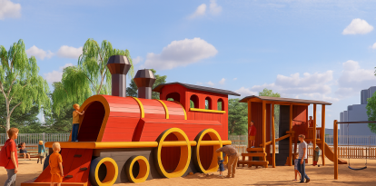 Imatge virtual del trenet de fusta.