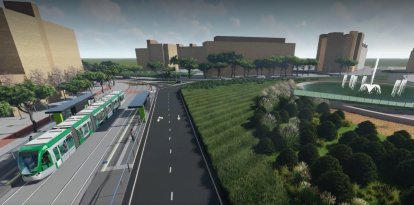 Una recreación del tranvía de Tarragona a su paso por Vila-seca.