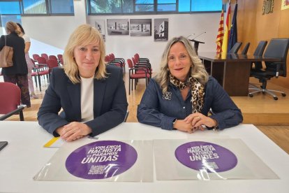 La subdelegada del Gobierno en Tarragona, Elisabet Romero y la responsable de Violencia de Género, Maria Josepa Clavero.