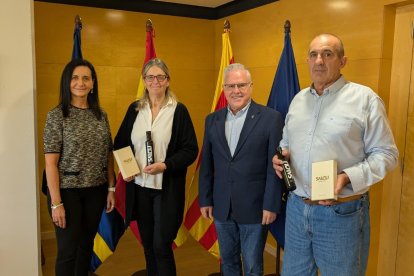 Los representantes de Salou y Prades, durante el encuentro de este miércoles