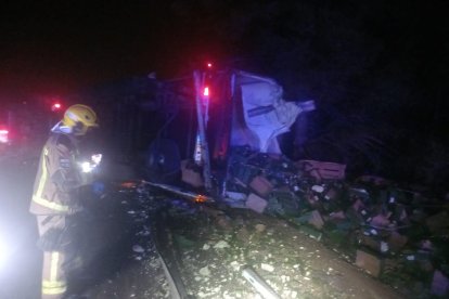 El camión accidentado en la AP-7 llevaba verdura.