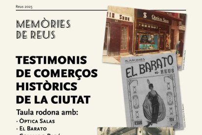 Cartell de Memòries de Reus dedicat als comerços històrics de la ciutat
