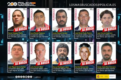 Imagen de las diez personas más buscadas en España.