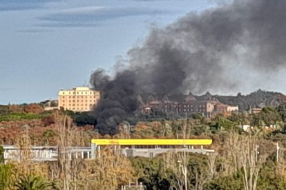 Columna de humo provocada por el incendio.