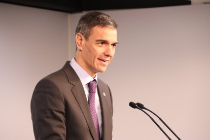 El presidente del Gobierno, Pedro Sánchez, en rueda de prensa
