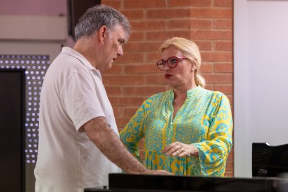 Ainhoa Arteta y Àngel Òdena durante el ensayo.