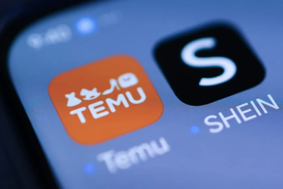 Iconos de Temu y Shein en un teléfono móvil.