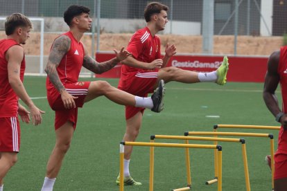 Álvaro García, en el entrenamiento de esta mañana en la Ciutat Esportiva.