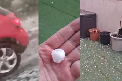 Imagen del granizo que ha caído en la zona de Amposta