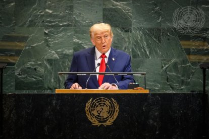 El presidente americano Donald Trump en su discurso en la ONU de hace unos días.
