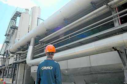 Un operario en una planta del Grupo Griñó.