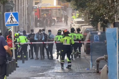 Derrumbe de un edificio en la calle Hileras en Madrid