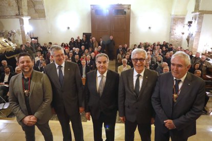 Rubén Viñuales, Pau Ricomà, Joan Miquel Nadal y Josep Félix Ballesteros, en una imagen con el presidente del Gremi de Pagesos, Raül Font.