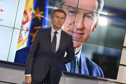 El líder del PP, Alberto Núñez Feijóo, participa en un acto en Madrid. EFE/Fernando Villar