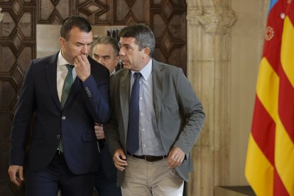 El president de la Generalitat, Carlos Mazón, y el presidente de la Diputación de Valencia, Vicente Mompó.