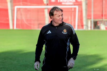 Parralo en su primer entrenamiento con el Nàstic.