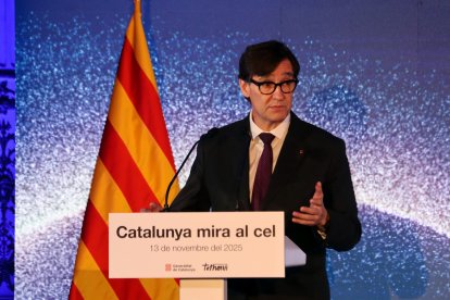 El president de la Generalitat, Salvador Illa, durante el acto sobre el eclipse solar total de 2026