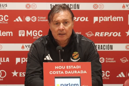 Parralo en la sala de prensa del Nou Estadi.