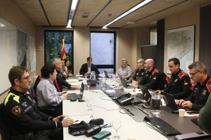 Salvador Illa durante la reunión en el CECAT