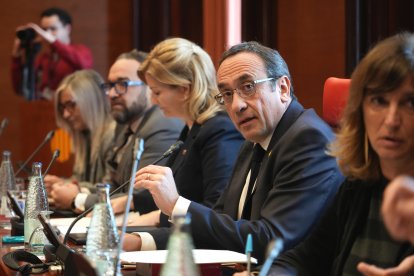 El presidente del Parlament, Josep Rull, durante la Junta de Portaveus