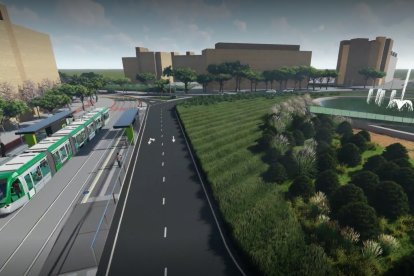 Una recreación del tranvía de Tarragona a su paso por Vila-seca.