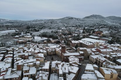 Este lunes, 22 de diciembre, Prades ha amanecido nevada.