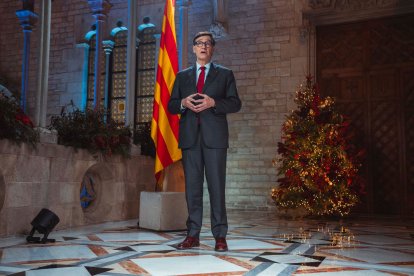 El president de la Generalitat, Salvador Illa, durante el tradicional discurso de Navidad