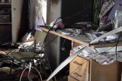 Los efectos del fuego en un aula.