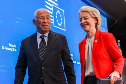 El presidente del Consejo Europeo, Antonio Costa, y la presidenta de la Comisión Europea, Ursula von der Leyen, en Bruselas.