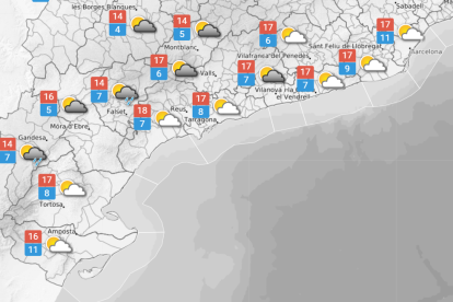 Dissabte 28 de febrer: cel ennuvolat i pluja a l'oest del territori