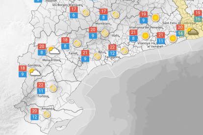 Dijous 22 d'octubre: Cel mig ennuvolat i xàfecs locals