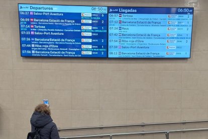 Las pantallas siguen anunciando las próximas salidas, pero el servicio está suspendido