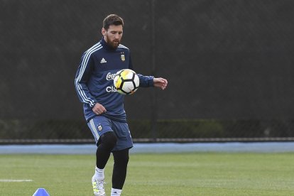 Messi, con el balón.