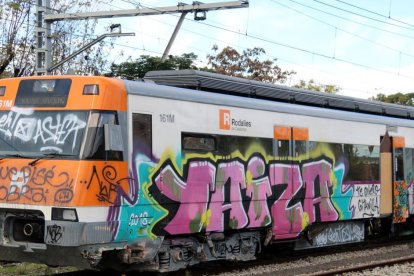 Un tren pintarrajeado.
