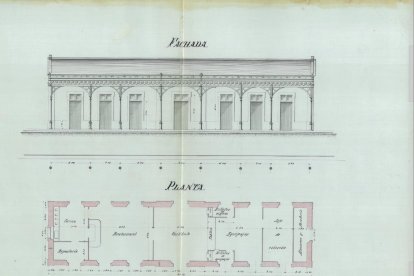Plano original de la estación junto a la que surgió la colonia ferroviaria de Sant Vicenç de Calders.
