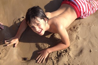 Etienne, en la playa este sábado con su 