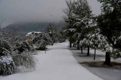 Horta de Sant Joan y Arnes, cubiertas por la nieve