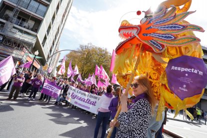 Un instante de la manifestación del 8M.
