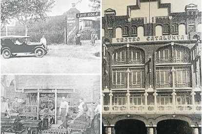 Fàbrica de material de la construcció de Lluís Solé i façana del Teatro Catalunya de Montevideo, edificat el 1918 quan era president del Centre Català.