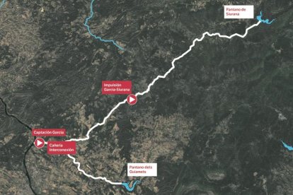 La conexión de la red del Garrigues-Sud hacia el pantano de Margalef abarcaría cerca de 1.400 hectáreas en media docena de municipios.