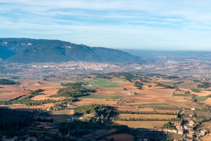 Vista de Montblanc y las Muntanyes de Prades.