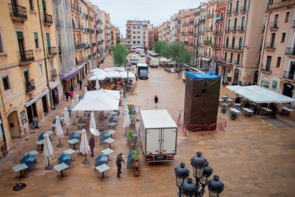 Vista aérea de la plaza desde el edificio del Ayuntamiento, el pasado mes de noviembre.