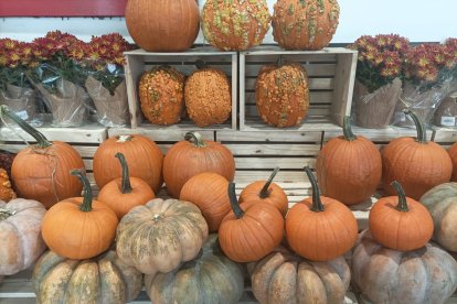 Imagen de calabazas en un mercado, en NY.
