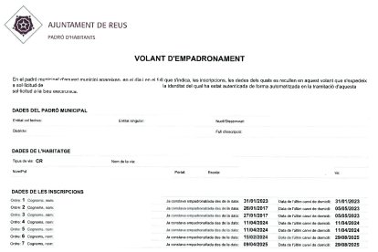 Ejemplo de hasta 3 unidades familiares diferentes empadronadas en una misma vivienda en Reus. 