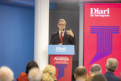 El secretari general de Territori, Habitatge i Transició Ecològica de la Generalitat, Jordi Terrades, durant la cloenda institucional del l'acte.