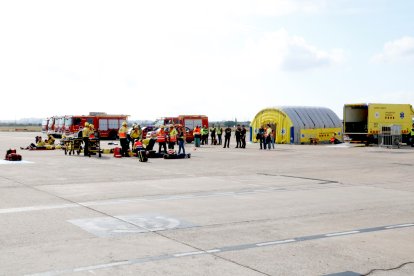 Imagen del simulacro en el aeropuerto de Reus